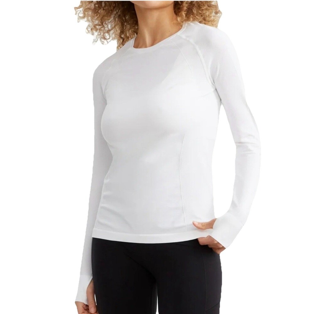 Sweaty Betty Women’s Athletic Seamless White Workout Long Sleeve Top Sz 6